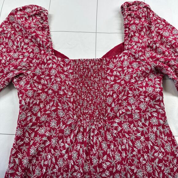 Madewell Dress Womens 10 Puff-Sleeve Mini Eloise Floral Smocked Romantic V Neck - Picture 9 of 13